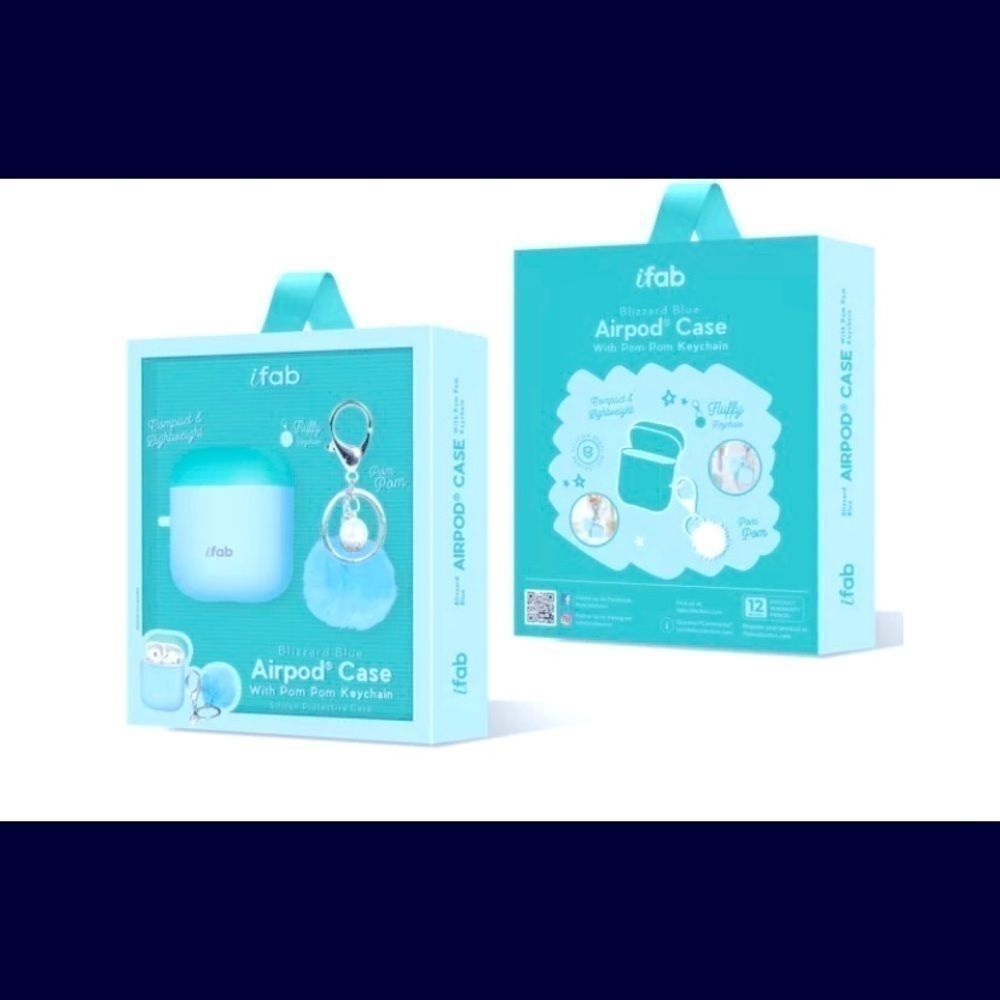 I Fab silicone AirPods Case with keychain Pom Pom